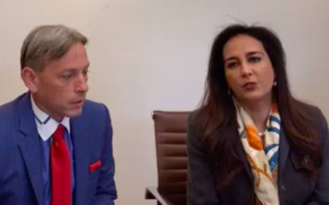 Mark Meuser and Harmeet Dhillon announcing lawsuit against the California Secretary of State and the Director of the Department of Motor Vehicles. (press conference, Facebook)