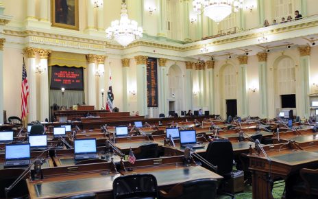 California State Assembly nearly empty except for a few folks in the balcony.